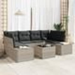 vidaXL Ensemble de canapé de jardin 7 pièces avec coussins gris clair en rotin synthétique