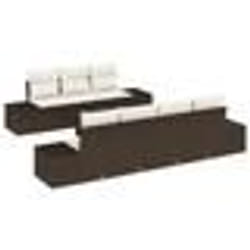 vidaXL Ensemble de canapé de jardin 8 pièces avec coussins marron en poly rattan