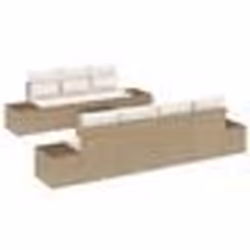vidaXL Set de canapé de jardin 8 pièces avec coussins beige poly rattan