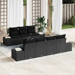 vidaXL Ensemble de Canapé de Jardin 8 Pièces avec Coussins Noir Poly Rattan