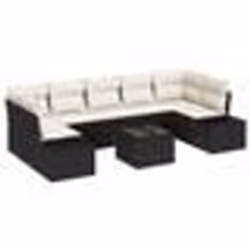 vidaXL Ensemble de sofa de jardin 8 pièces avec coussins Noir Poly Rotin