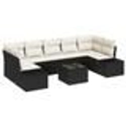 vidaXL Ensemble de sofa de jardin 8 pièces avec coussins Noir Poly Rotin