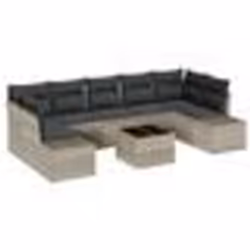 vidaXL Set de Canapé de Jardin 8 Pièces avec Coussins Gris Clair Poly Rattan