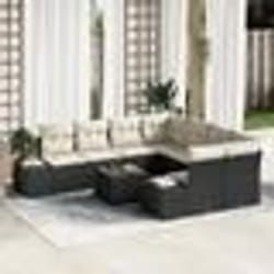 vidaXL Ensemble de canapé de jardin 9 pièces avec coussins noir poly rattan