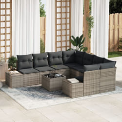 Vidaxl - Ensemble de 9 Canapés de Jardin avec Coussins Gris Poly Rattan