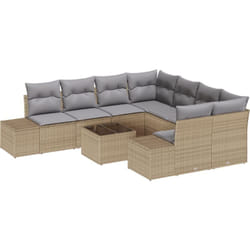 Vidaxl - Ensemble de Canapés de Jardin 9 Pièces avec Coussins Beige Poly Rattan