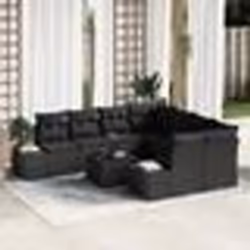 vidaXL Ensemble de canapé de jardin 9 pièces avec coussins en poly rotin noir