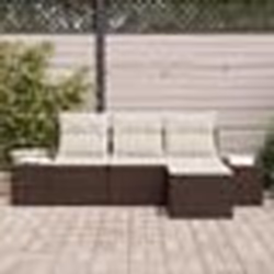 vidaXL Ensemble de canapé de jardin 4 pièces avec coussins marron en poly rattan
