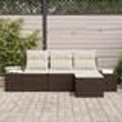 vidaXL Ensemble de canapé de jardin 4 pièces avec coussins marron en poly rattan