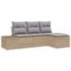 vidaXL Ensemble de Canapé de Jardin 4 Pièces Avec Coussins Beige Rattan Poly