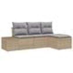 vidaXL Ensemble de Canapé de Jardin 4 Pièces Avec Coussins Beige Rattan Poly