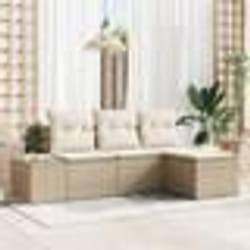 vidaXL Ensemble de canapé de jardin 4 pièces avec coussins beige en poly rotin