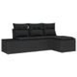 vidaXL Ensemble de Canapé de Jardin 4 Pièces avec Coussins Noir Poly Rattan