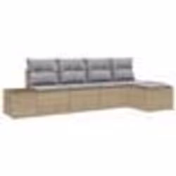 vidaXL Ensemble de canapés de jardin 5 pièces avec coussins beige en poly rotin