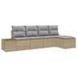 vidaXL Ensemble de canapés de jardin 5 pièces avec coussins beige en poly rotin