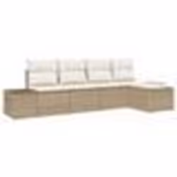 vidaXL Ensemble de canapé de jardin 5 pièces avec coussins beige en poly rattan
