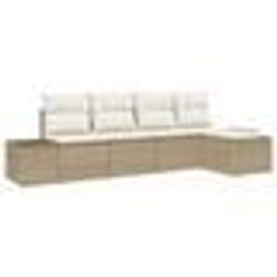 vidaXL Ensemble de canapé de jardin 5 pièces avec coussins beige en poly rattan