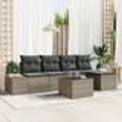 vidaXL Ensemble Canapés 5 pièces avec Coussins Gris Poly Rattan