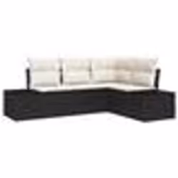 vidaXL Ensemble de canapés de jardin 4 pièces avec coussins noir poly rattan