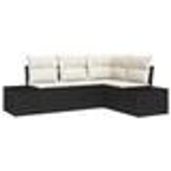 vidaXL Ensemble de canapés de jardin 4 pièces avec coussins noir poly rattan