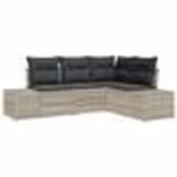 vidaXL Ensemble de Canapé Jardin 4 Pièces avec Coussins Gris Clair Rattan Synthétique