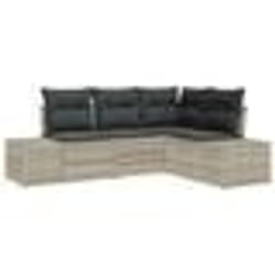vidaXL Ensemble de Canapé Jardin 4 Pièces avec Coussins Gris Clair Rattan Synthétique
