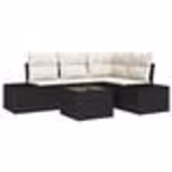 vidaXL Ensemble de 4 pièces de Canapés de Jardin avec Coussins Brun Poly Rattan