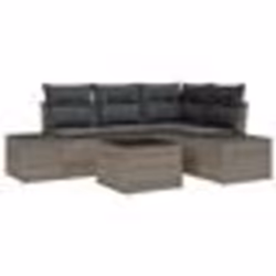 vidaXL Ensemble de Canapé de Jardin de 4 Pièces avec Coussins Gris Rattan Poly