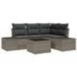 vidaXL Ensemble de Canapé de Jardin de 4 Pièces avec Coussins Gris Rattan Poly