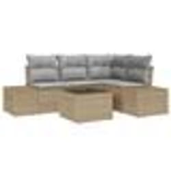 vidaXL Ensemble de canapé jardin 5 pièces avec coussins Noir Poly Rotin