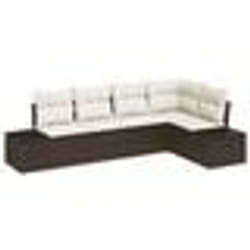 vidaXL Ensemble de Canapés de Jardin 5 Pièces avec Coussins Marron Rattan Poly