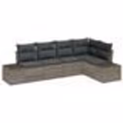 vidaXL Ensemble de canapé de jardin 5 pièces avec coussins gris poly rattan