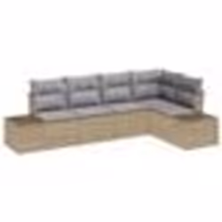 vidaXL Ensemble de Canapés de Jardin 5 Pièces avec Coussins Beige Poly Rattan