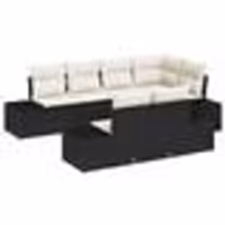 vidaXL Ensemble de Canapé de Jardin 7 Pièces avec Coussins Noir en Rotin Synthétique
