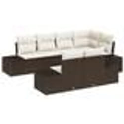 vidaXL Ensemble de Canapé de Jardin de 7 Pièces avec Coussins Marron en Rattan Poly
