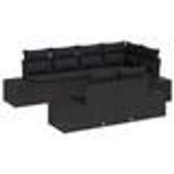 vidaXL Canapé de jardin 7 pièces avec coussins en rotin noir synthétique