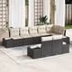 vidaXL Ensemble de Canapés de Jardin 8 Pièces avec Coussins Noir Poly Rattan