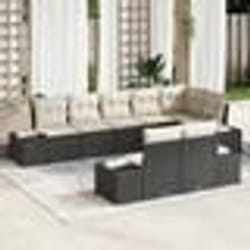 vidaXL Ensemble de Canapés de Jardin 8 Pièces avec Coussins Noir Poly Rattan