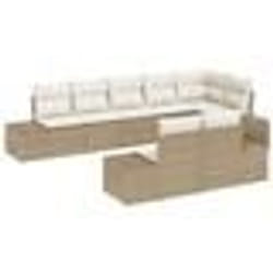 vidaXL Ensemble de canapés de jardin 8 pièces avec coussins, beige, rotin synthétique