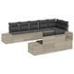 vidaXL Ensemble de canapé de jardin 8 pièces avec coussins gris clair en poly rotin
