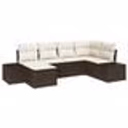 vidaXL Ensemble de canapé de jardin de 6 pièces avec coussins en poly rattan marron