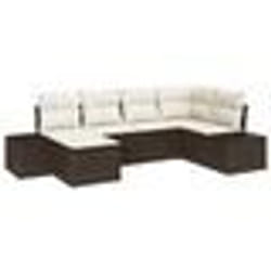 vidaXL Ensemble de canapé de jardin de 6 pièces avec coussins en poly rattan marron