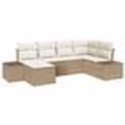 vidaXL Ensemble de canapé de jardin 6 pièces avec coussins - Rattan poly beige