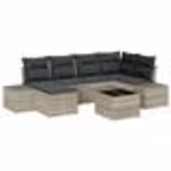 vidaXL Ensemble de 7 pièces de Canapé de Jardin avec Coussins Gris Poly Rotin