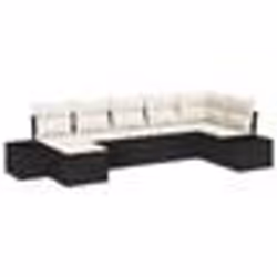 vidaXL Ensemble de canapé de jardin 7 pièces avec coussins Noir Poly Rattan