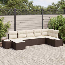 vidaXL Ensemble de canapé de jardin de 7 pièces avec coussins en poly rotin marron