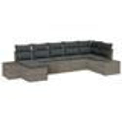 vidaXL Ensemble de canapé de jardin de 7 pièces avec coussins gris en rattan poly