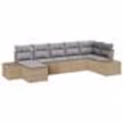 vidaXL Ensemble de canapés de jardin 7 pièces avec coussins en poly rotin beige