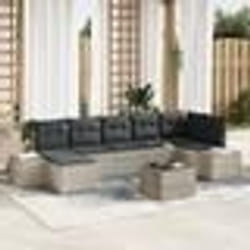 vidaXL Ensemble de canapé de jardin 8 pièces avec coussins gris en poly rattan