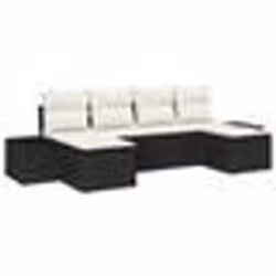 vidaXL Ensemble de canapé de jardin 6 pièces avec coussins Noir Poly Rotin
